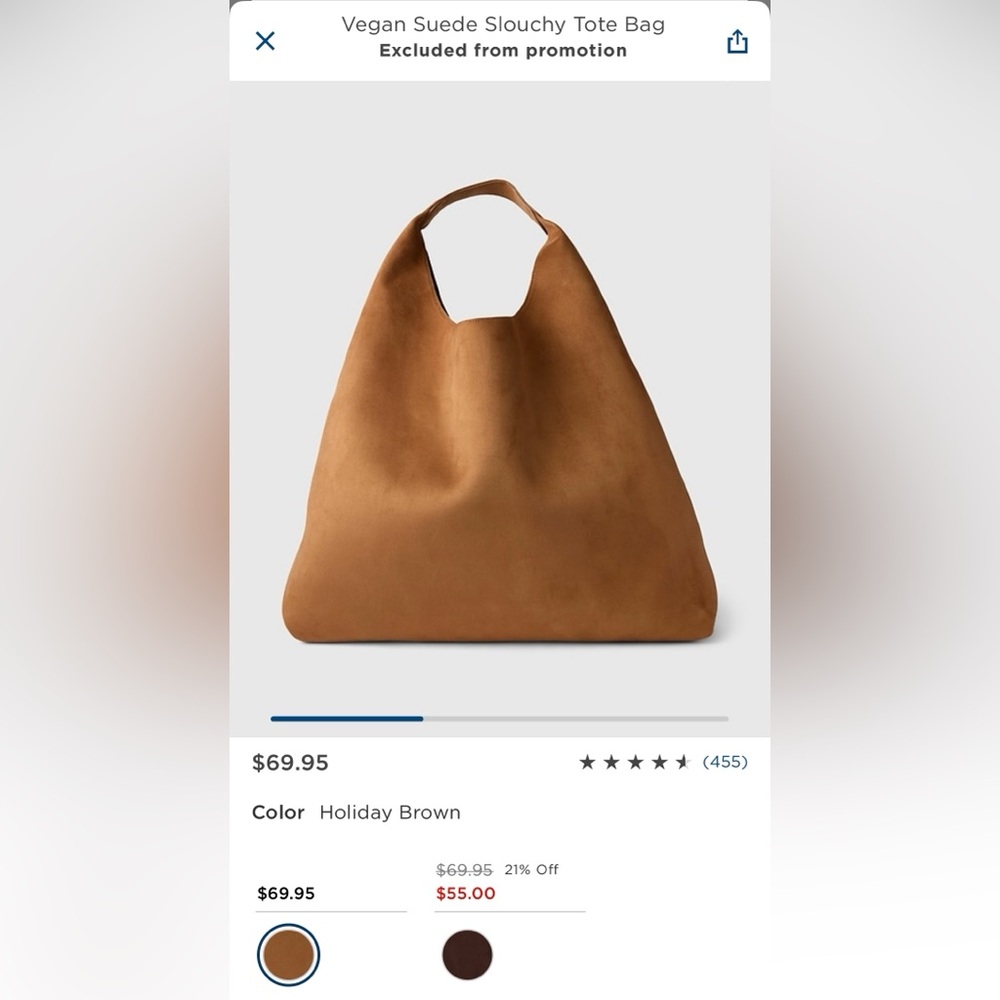 GAP Vegan Suede Slouchy Tote Bag in Holiday Brown